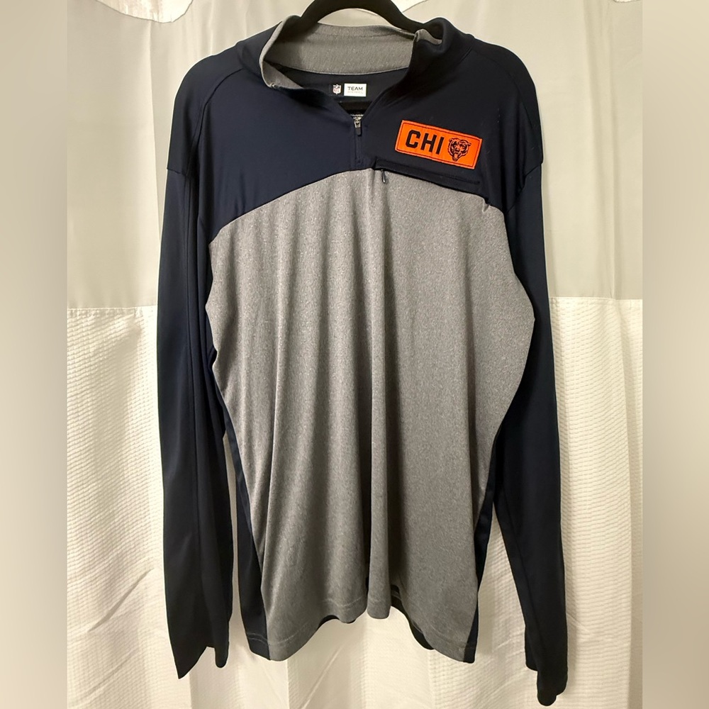Chicago Bears NFL Men's Navy, Gray & Orange Quarter-Zip Pullover